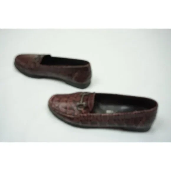 Salvatore Ferragamo Alligator Croc Red Horsebit Gancini Bit Loafers Sz 8B